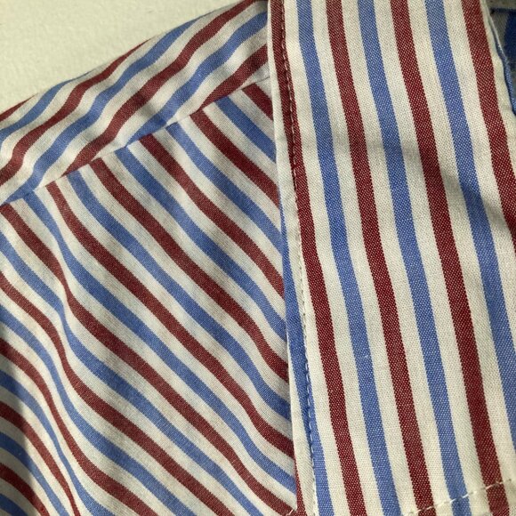 Mens Wrangler Western Pearl Snap Striped Shirt Red White Blue 2XL Cotton Polyest - Picture 8 of 11